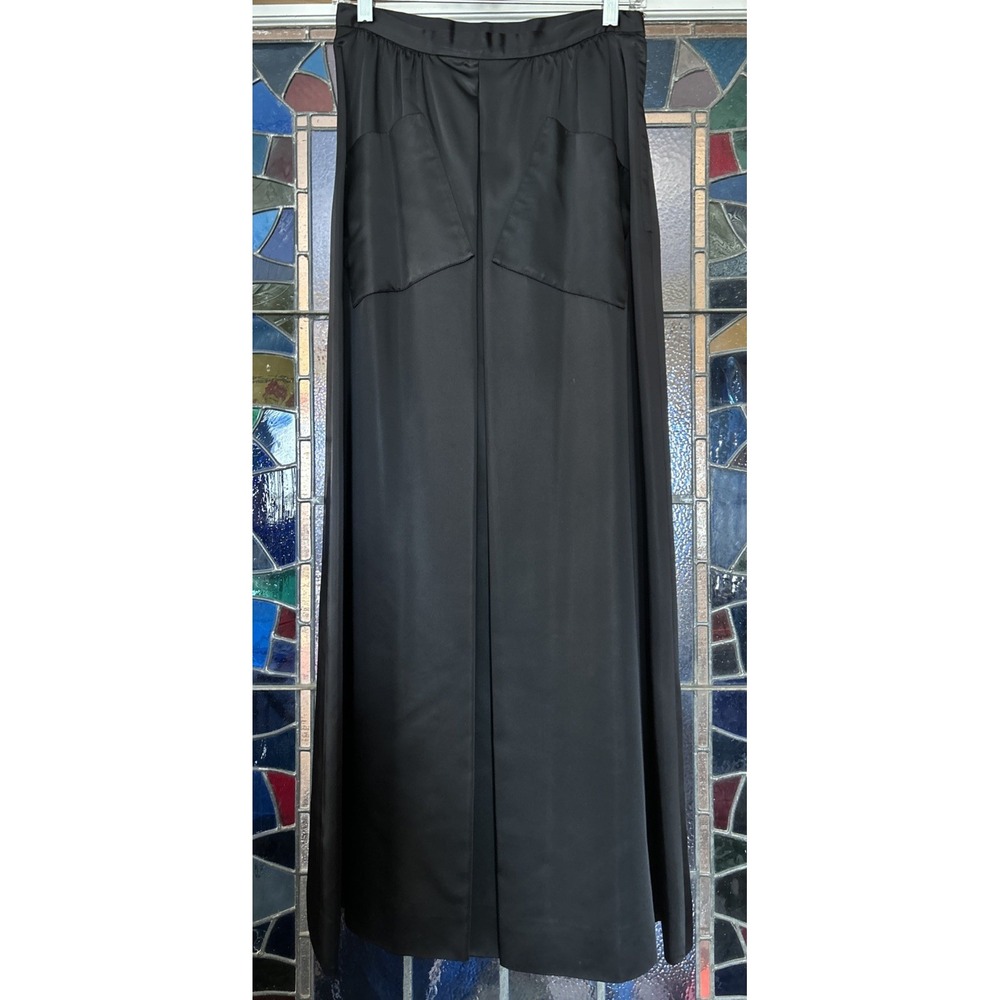 Vintage Nelly de Grab New York Black Skirt Formal Front Single Pleat Maxi Sz 12